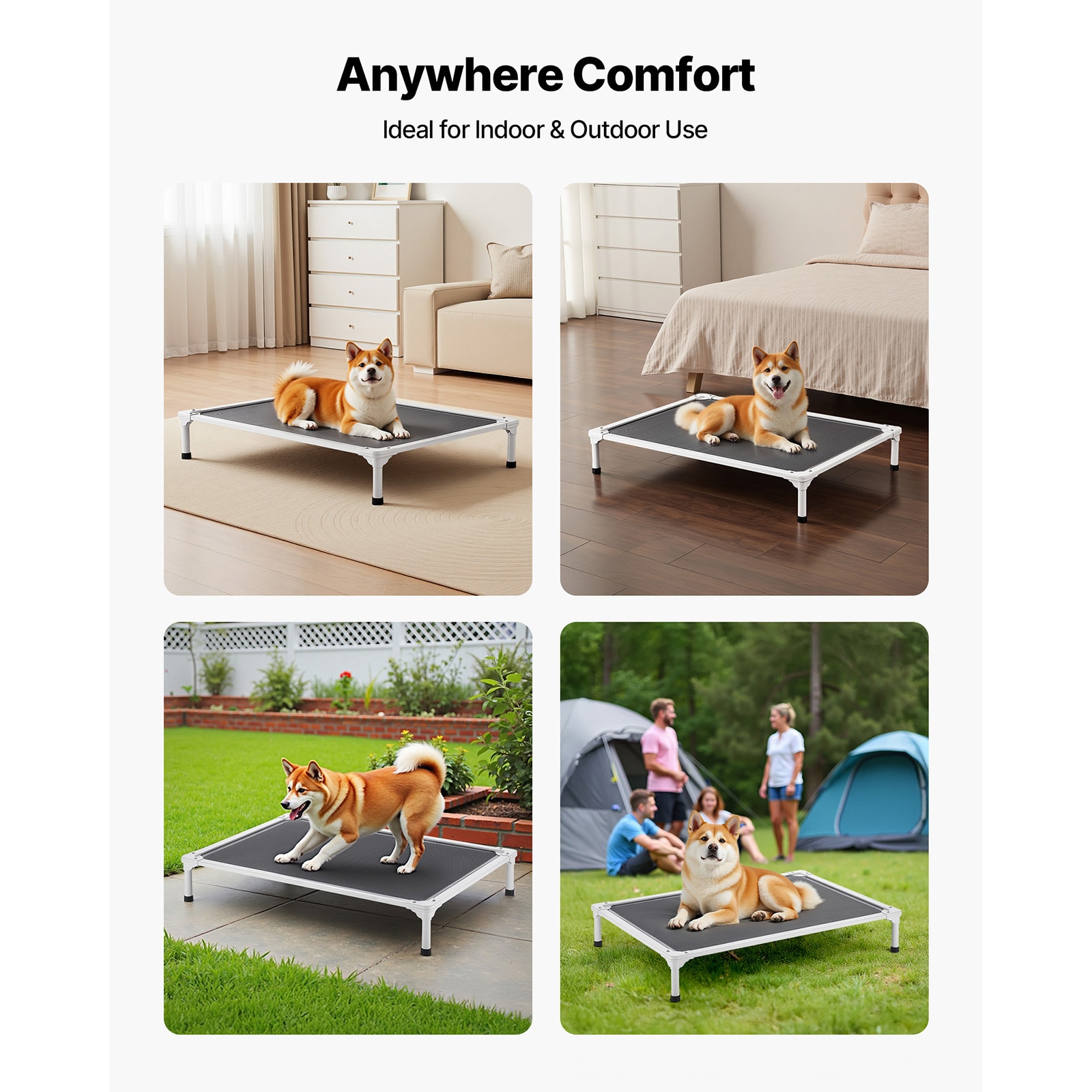 Elevated Dog Bed For Large Dogs Portable Raised Pet Cot Mesh_voghion.com